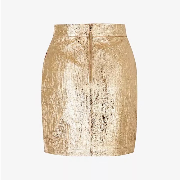 ZADIG & VOLTAIRE JULIPE FAUX WRAP GOLD CRINKLE LEATHER SKIRT SIZE 36/SMALL NWT - Picture 5 of 9